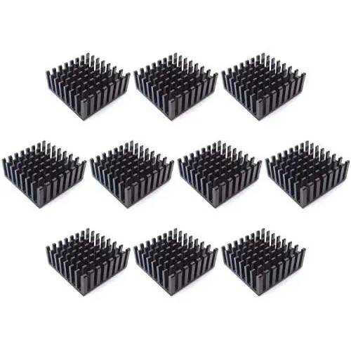 Easycargo 10pcs 25mm Heatsink Kit 25x25x10mm + 3M 8810 Thermal Conductive Adhesive Tape, Cooler Aluminum Heat Sink for Cooling Raspberry Pi 4 GPU IC Chips LED (25mmx25mmx10mm)