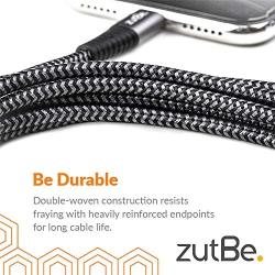 zutBe Shield MFi Certified iPhone Lightning Cable, Reinforced Braided Nylon Charger Compatible with All iPhone 12, SE, 11, X, 8, 7, 6, iPad, iPod - [Be Charitable, Durable, Confident] (3 Foot)