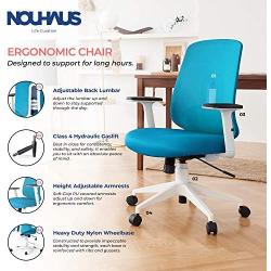 NOUHAUS Palette Ergonomic Office Chair Comfortable Swivel Computer Desk Chair, Lumbar Adjust Rolling Chair. (Blue)