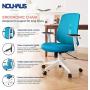 NOUHAUS Palette Ergonomic Office Chair Comfortable Swivel Computer Desk Chair, Lumbar Adjust Rolling Chair. (Blue)
