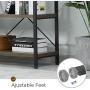 KICODE Rustic Console Table, 55 Inch Sofa Table with Storage Shelf, Industrial Hallway Table, 3 Shelf Open Bookshelf (Dark Gray Oak)