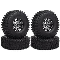 INJORA 120MM Tires & Metal Alloy Beadlock Wheels for 1/10 RC Crawler,1.9 inch Wheel & Tires Set for Traxxas TRX4 Axial SCX10 D90