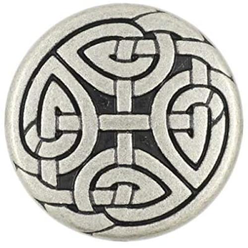 Bezelry 10 Pieces Celtic Eternal Knot Metal Shank Buttons. 23mm (7/8 inch) (Antique Silver)