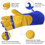RAPICCA 16 Inches,932℉, Leather Forge/Mig/Stick Welding Gloves Heat/Fire Resistant, Mitts for Oven/Grill/Fireplace/Furnace/Stove/Pot Holder/Tig Welder/Mig/BBQ/Animal handling glove with 16 inches Extra Long Sleeve– Blue