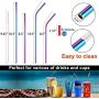 Metal Straws Stainless Steel Straws 16 Pcs 10.5'' 8.5'' Reusable Drinking Straws Rainbow Multi Colored Straws for 20 24 30 OZ Yeti Rtic Tumblers with 16 Silicone Tips 4 Cleaning Brush 1 Case