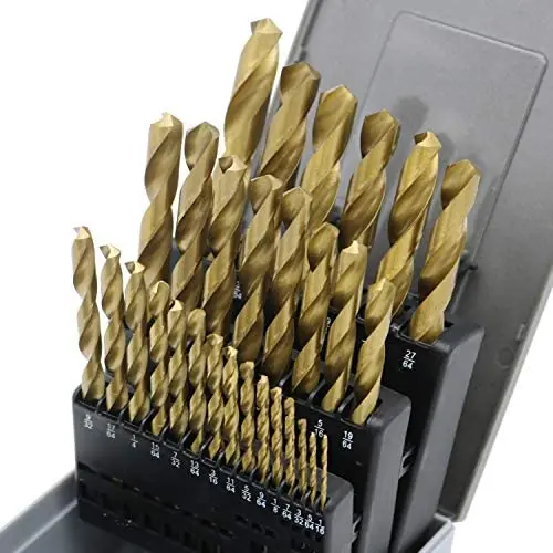 Monster & Master Titanium Plated Drill Bit Set, 29-Piece, High-Speed Steel Gold Drill Bits with 135 Degree Split Point Tip, 1/16'' to 1/2'', MM-TP-003 Monster & Master Titanium Plated Drill Bit Set, 29-Piece, High-Speed Steel Gold Drill Bits with 135 Degree Split Point Tip, 1/16'' to 1/2'', MM-TP-003
