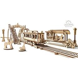 UGears Mechanical Town Series Tram Line Mechanical Wooden Model Kit 3D Puzzle Assembly