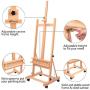 ShowMaven Multi-Function Studio Artist Easel, H-Frame Extra Large 360-Degree Spinner Wheel Rolling Adjustable Height, Red Beech Wood Studio Painting Stand