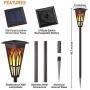 Solar Torch Lights – Solar Flame Torch Lights Outdoor 4 Pack 2 Modes Always-On/Flickering Flame Matte Lampshade Auto On/Off Pathway Lights Solar Powered Stainless Steel IP65 Waterproof Path/Beach/Yard