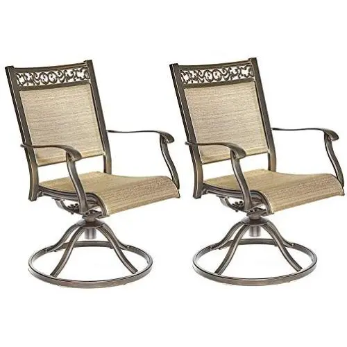 Dali Swivel Rocker Chair, Cast Aluminum All-Weather Comfort Club Arm Patio Dining Chair 2 Pc