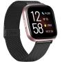 ZWGKKYGYH Metal Bands Compatible with Fitbit Versa/Versa Lite/Versa 2 Smart Watch for Women Men, Stainless Steel Mesh Replacement Bracelet Band for Versa 2, Black Large