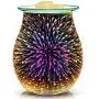 EQUSUPRO 3D Glass Electric Wax Melt Warmer Wax Burner Melter Fragrance Warmer for Home Office Bedroom Living Room Gifts & Decor (3D Fireworks)