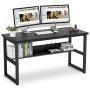 Tribesigns 55 Inches Computer Desk with Bookshelf Works as Office Desk Study Table Workstation for Home Office (55‘’, All Black)