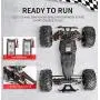 Hosim Large Size 1:10 Scale High Speed 30MPH 4WD 2.4Ghz Remote Control Truck Upgraded 9125 Waterproof RC Offroad Car Boys Electric Monster Truck for Kids and Adults| 2 Batteries | 6 Oil Filled Shocks|