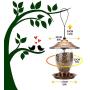 Realead Wild Bird Feeder Outdoor Hanging for Garden Yard Outside Decoration，Metal Glass Bird Feeder 3-Pound Seed Capacity, Easy to Clean