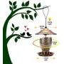 Realead Wild Bird Feeder Outdoor Hanging for Garden Yard Outside Decoration，Metal Glass Bird Feeder 3-Pound Seed Capacity, Easy to Clean