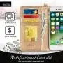 FYY Case for iPhone 8 Plus/7 Plus, [Kickstand Feature] Luxury PU Leather Wallet Phone Case Flip Folio Protective Cover with [Card Holder][Wrist Strap] for iPhone 7 Plus/8 Plus (5.5'') Gold