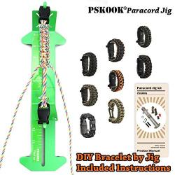 PSKOOK Paracord Bracelet Jig Kit Paracord Tool Kit Adjustable Length Weaving DIY Craft Maker Tool 4'' to 13 Solid Steel Accessories(Green)