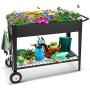 TOOCA Raised Garden Bed with Legs Outdoor Raised Planter Box on Wheels 40'' L x 16'' W x 31.5'' H Elevated Garden Bed for Vegetable Flower Herb Patio