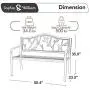 Sophia & William Outdoor Patio Metal Bench Red, Steel Frame Bench with Backrest and Armrests for Porch, Patio, Garden, Lawn, Balcony, Backyard and Indoor, 50.4”Wx23.5”D x35.0”H