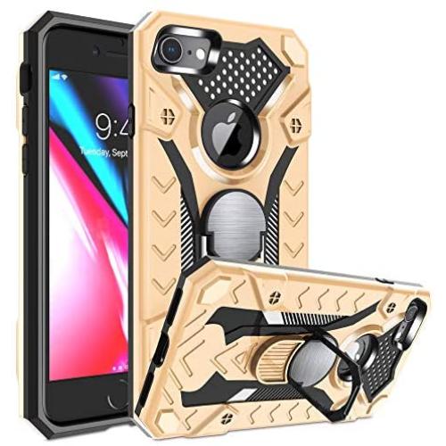 iPhone 7 case | iPhone 8 case | Metal 360 Degree Ring Kickstand | Atump Military Grade 15ft. Drop Shockproof Tested Protective case | Car Mount Phone case for iPhone 7 and iPhone 8 Gold