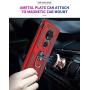 Rebex Compatible with Moto G7 Case Cover,Moto G7+ Plus Case,Tough Heavy Protective 360 Metal Rotating Ring Kickstand Holder Grip Magnetic Metal Armor Heavy Duty Shockproof(Red)