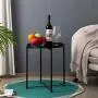 HollyHOME Tray Metal End Table, Sofa Table Small Round Side Tables, Anti-Rust and Waterproof Outdoor & Indoor Snack Table, Accent Coffee Table,(H) 20.28'' x(D) 16.38'', Frosted Black HollyHOME Tray Metal End Table, Sofa Table Small Round Side Tables, Anti-Rust and Waterproof Outdoor & Indoor Snack Table, Accent Coffee Table,(H) 20.28'' x(D) 16.38'', Frosted Black