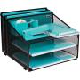Office Desk Organizer Metal Mesh with 3 Paper Trays and 2 Vertical Upright Sections, Desktop File Holder for Letter Size A4, Folders, Stationary, and Desk Accessories