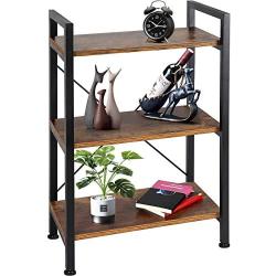 TomCare Bookshelf  3-Tier Wood and Metal Shelves Industrial Bookcase Display Office Storage Rack Multifunctional Furniture for Entryway Living Room Bedroom Home Office Kitchen