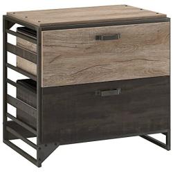 Bush Furniture Refinery Lateral File Cabinet, Rustic Gray/Charred Wood