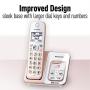 PANASONIC Expandable Cordless Phone System with Link2Cell Bluetooth, Voice Assistant, Answering Machine and Call Blocking - 2 Cordless Handsets - KX-TGD562G (Rose Gold/White)