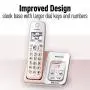 PANASONIC Expandable Cordless Phone System with Link2Cell Bluetooth, Voice Assistant, Answering Machine and Call Blocking - 2 Cordless Handsets - KX-TGD562G (Rose Gold/White) PANASONIC Expandable Cordless Phone System with Link2Cell Bluetooth, Voice Assistant, Answering Machine and Call Blocking - 2 Cordless Handsets - KX-TGD562G (Rose Gold/White)