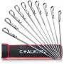 COALVOYAJ 17 Inch Flat Metal Skewers for Grilling and BBQ – Pack of 10 Stainless Steel 430 Grade Kabob Skewers with Storage Bag