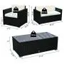 Outsunny 4-Piece Cushioned Patio Furniture Set, with 2 Chairs, Sectional, and Glass Coffee Table, Rattan Wicker, Black Outsunny 4-Piece Cushioned Patio Furniture Set, with 2 Chairs, Sectional, and Glass Coffee Table, Rattan Wicker, Black