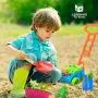 Bubble Lawn Mower Bundle with Kids Shovel and Rake Gardening Tools Set Features Metal Kids Shovel with Wooden Handles & Battery Operated Bubble Mower