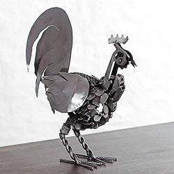 Handmade Mechanical Rooster Recycled Auto Part Sculpture (Mexico) Grey Metal