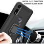 Newseego Compatible with Motorola Moto E 2020 Case with Tempered Glass Screen Protector 【1 Pack】 Metal Ring Holder Kickstand Work with Magnetic Car Mount Shockproof Protective Soft Cover-Black