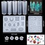 Augshy 98 Pieces Silicone Casting Resin Jewelry Molds and Tools Set with a Black Storage Bag for DIY Jewelry Craft Making