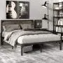 SHA CERLIN Queen Size Bed Frame with Industrial Wooden Rivet Headboard / Splash Platform Bed Frame with 13 Strong Metal Slats Support / Noise Free / Easy Assembly / Rustic Brown SHA CERLIN Queen Size Bed Frame with Industrial Wooden Rivet Headboard / Splash Platform Bed Frame with 13 Strong Metal Slats Support / Noise Free / Easy Assembly / Rustic Brown