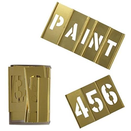 Deezio 1'' Brass 46 Pieces Interlocking Stencil Set of Numbers and Letters Kit