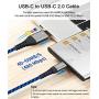 USB C to USB C 6FT Cable, iCrius 60W 3A Light Up Led Fast Charger Cord Compatible with Samsung Galaxy S20+ Ultra/Note 10+, MacBook Air/Pro 13, iPad Pro 2020, Google Pixel 2/3/4 XL, and More (Blue)