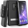 Encased Galaxy S9 Plus Belt Case with Kickstand and Holster Clip, Ultra Thin Slimline Combo Shell Cover with Durable Metal Stand for Samsung S9+ (Smooth Black)