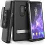 Encased Galaxy S9 Plus Belt Case with Kickstand and Holster Clip, Ultra Thin Slimline Combo Shell Cover with Durable Metal Stand for Samsung S9+ (Smooth Black)