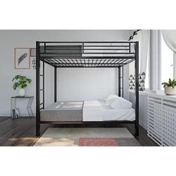 DHP Full over Full Bunk Bed for Kids, Metal Frame with Ladder (Black)