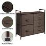 mDesign Wide Dresser Storage Tower - Sturdy Steel Frame, Wood Top, Easy Pull Fabric Bins - Organizer Unit for Bedroom, Hallway, Entryway, Closets - Textured Print, 5 Drawers - Espresso Brown
