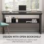 Tribesigns 55 Inches Computer Desk with Bookshelf Works as Office Desk Study Table Workstation for Home Office (55‘’, All Black)