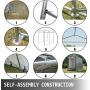Happybuy Portable Storage Shed 6x8x7.8 ft, Shed in A Box with Roll up Door, Storage Shelter Logic Portable Garage Shelter Steel Metal Peak Roof Grey for Motorcycle Garden Patio Storage