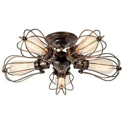 Vintage Ceiling Light Industrial Semi-Flush Mount Ceiling Light Metal Fixtures Painted Finish; Moonkist (with 5 Light) (Bronze)