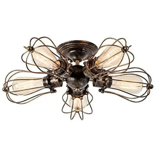 Vintage Ceiling Light Industrial Semi-Flush Mount Ceiling Light Metal Fixtures Painted Finish; Moonkist (with 5 Light) (Bronze) Vintage Ceiling Light Industrial Semi-Flush Mount Ceiling Light Metal Fixtures Painted Finish; Moonkist (with 5 Light) (Bronze)