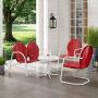 Crosley Furniture Griffith 4-Piece Metal Outdoor Conversation Set with Table, Loveseat, and 2 Chairs - Red